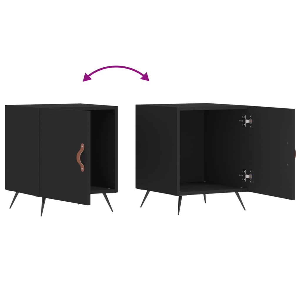 Set of 2 Black Bedside Cabinets, Engineered Wood, 40x40x50 cm