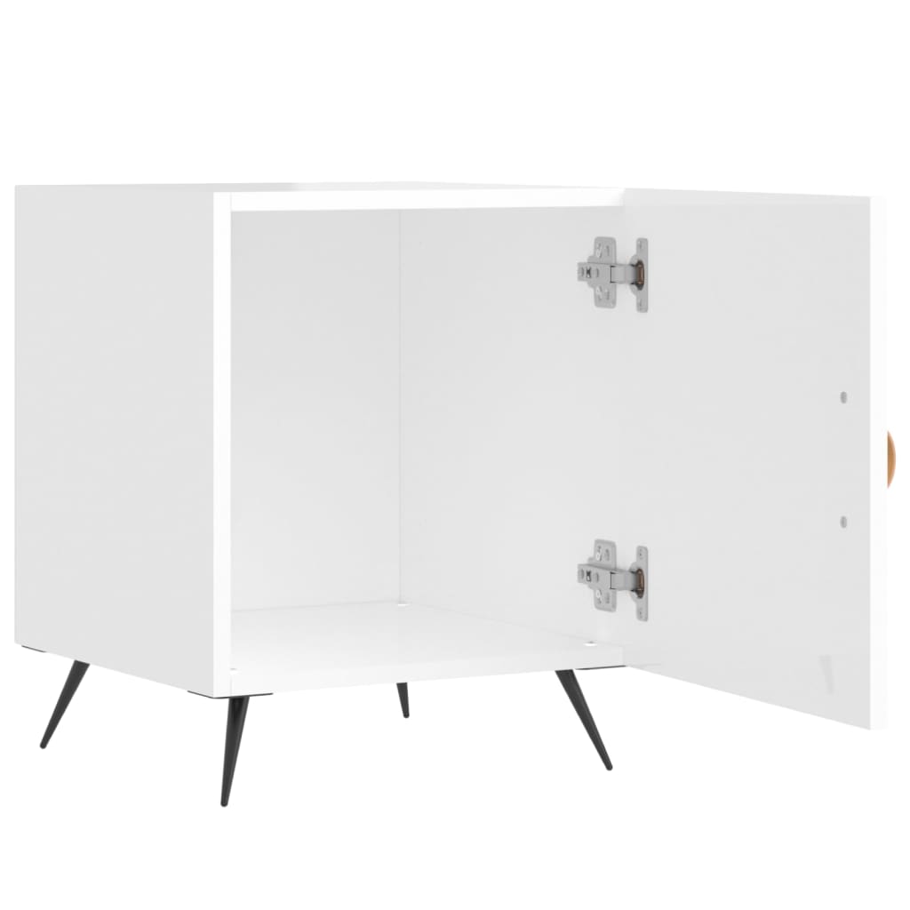 2 High Gloss White Bedside Cabinets, 40x40x50cm, Engineered Wood