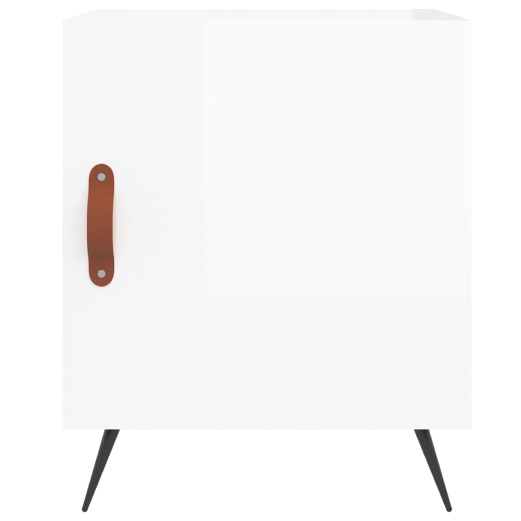 2 High Gloss White Bedside Cabinets, 40x40x50cm, Engineered Wood