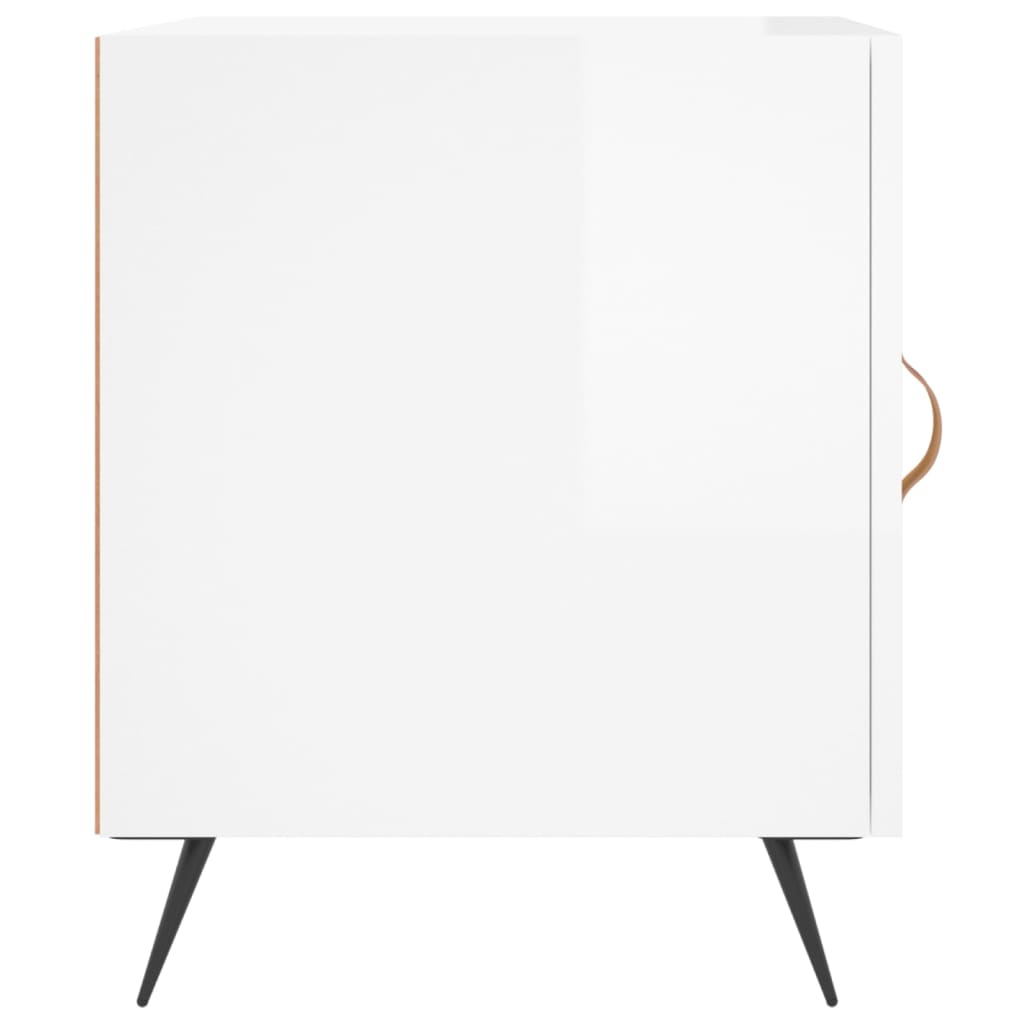 2 High Gloss White Bedside Cabinets, 40x40x50cm, Engineered Wood
