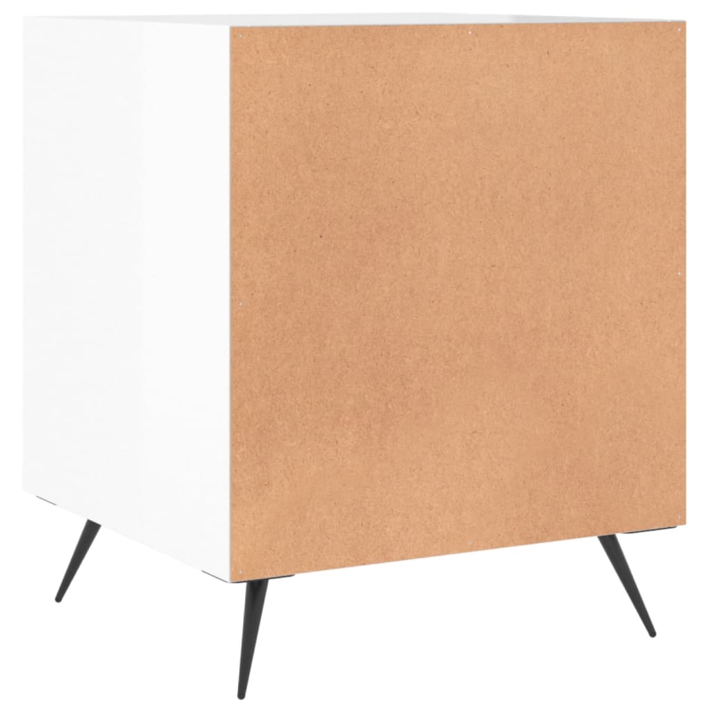 2 High Gloss White Bedside Cabinets, 40x40x50cm, Engineered Wood