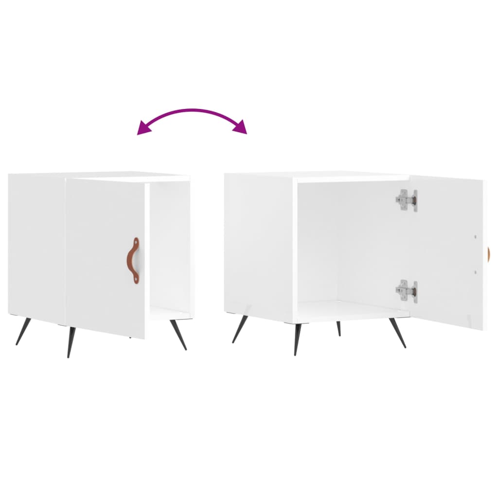 2 High Gloss White Bedside Cabinets, 40x40x50cm, Engineered Wood