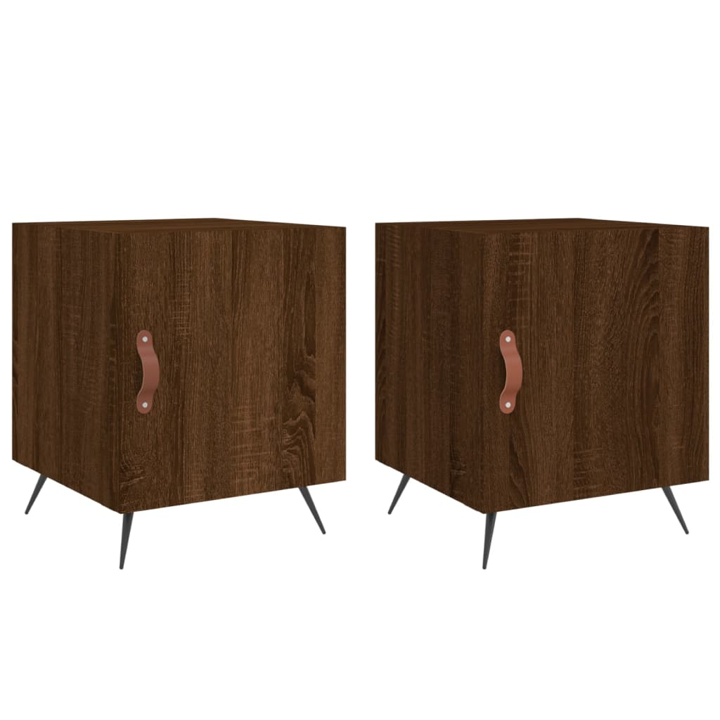 Set of 2 Brown Oak Bedside Cabinets, 40x40x50 cm, Engineered Wood