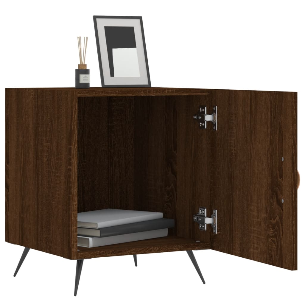 Set of 2 Brown Oak Bedside Cabinets, 40x40x50 cm, Engineered Wood