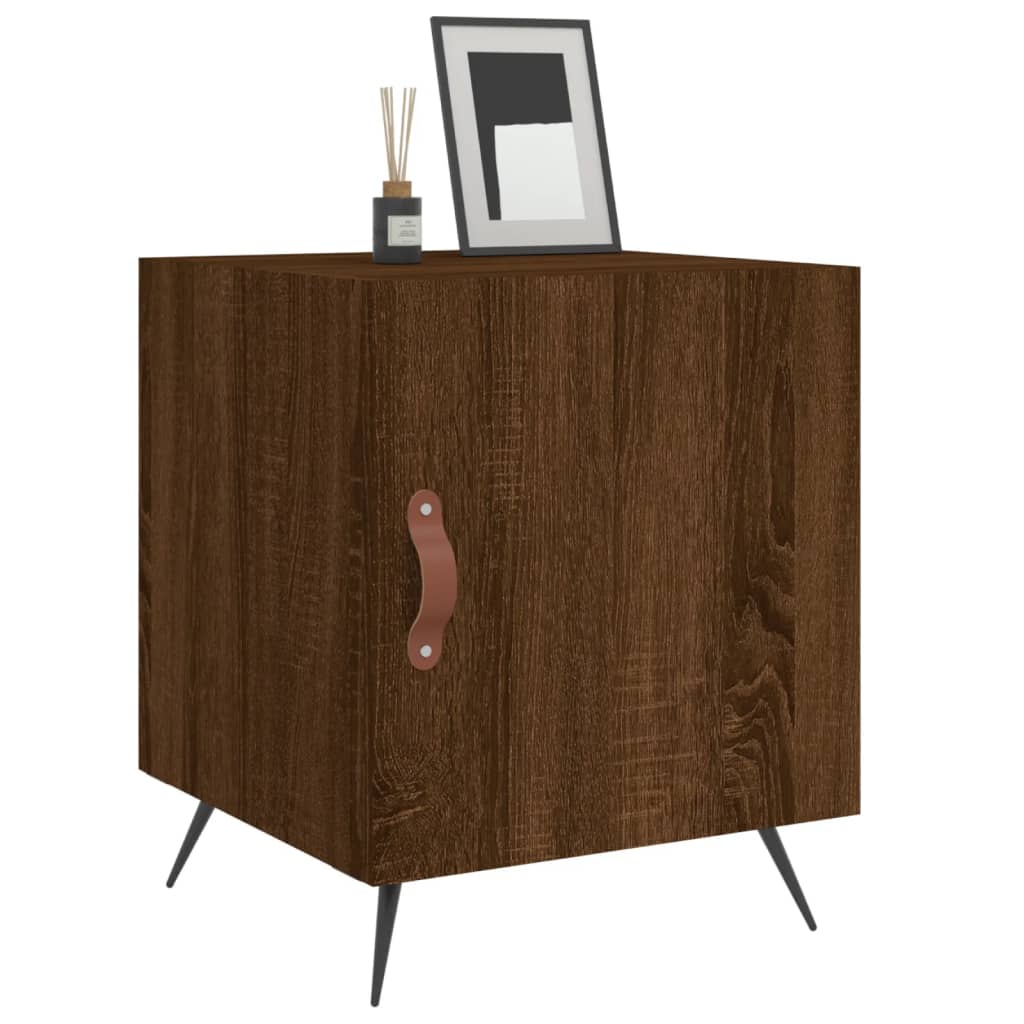 Set of 2 Brown Oak Bedside Cabinets, 40x40x50 cm, Engineered Wood