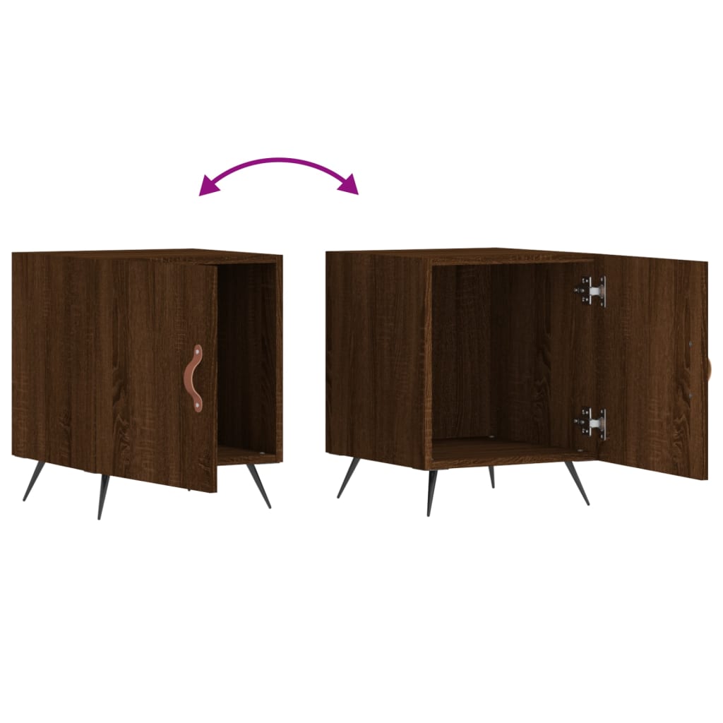 Set of 2 Brown Oak Bedside Cabinets, 40x40x50 cm, Engineered Wood
