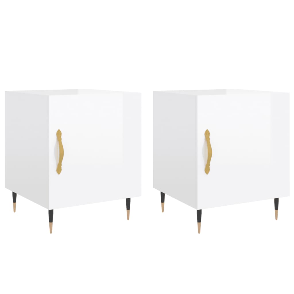 High Gloss White Bedside Cabinets 2pcs, Engineered Wood, 40x40x50 cm