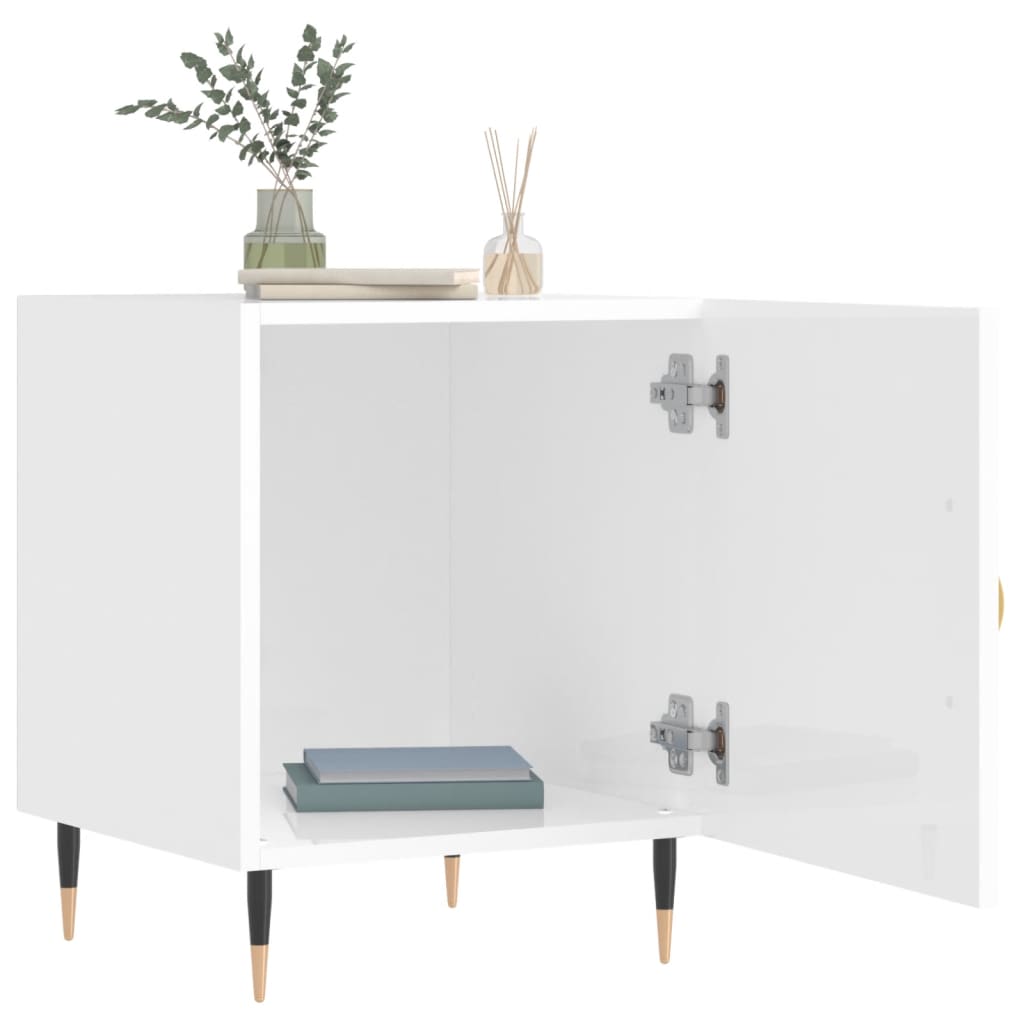 High Gloss White Bedside Cabinets 2pcs, Engineered Wood, 40x40x50 cm