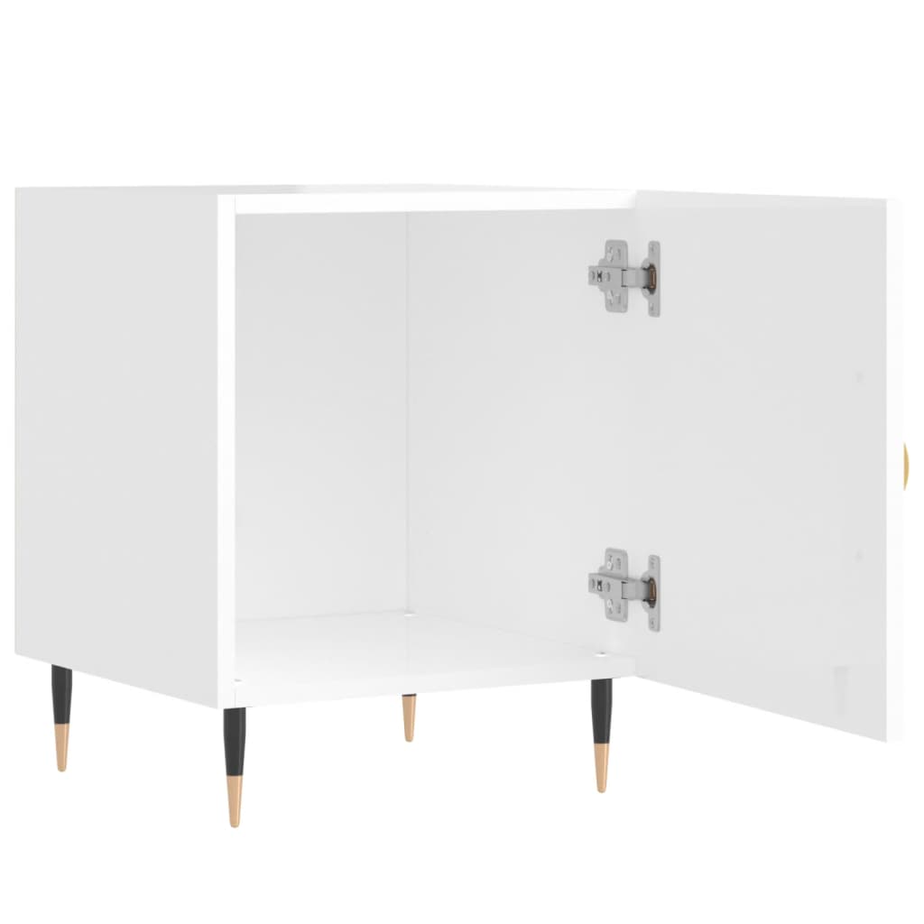 High Gloss White Bedside Cabinets 2pcs, Engineered Wood, 40x40x50 cm