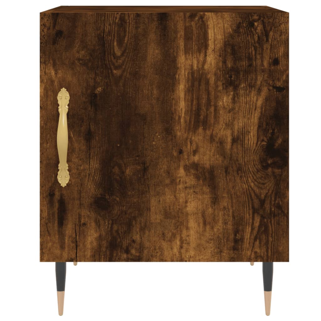 Set of 2 Smoked Oak Bedside Cabinets, 40x40x50cm, Engineered Wood