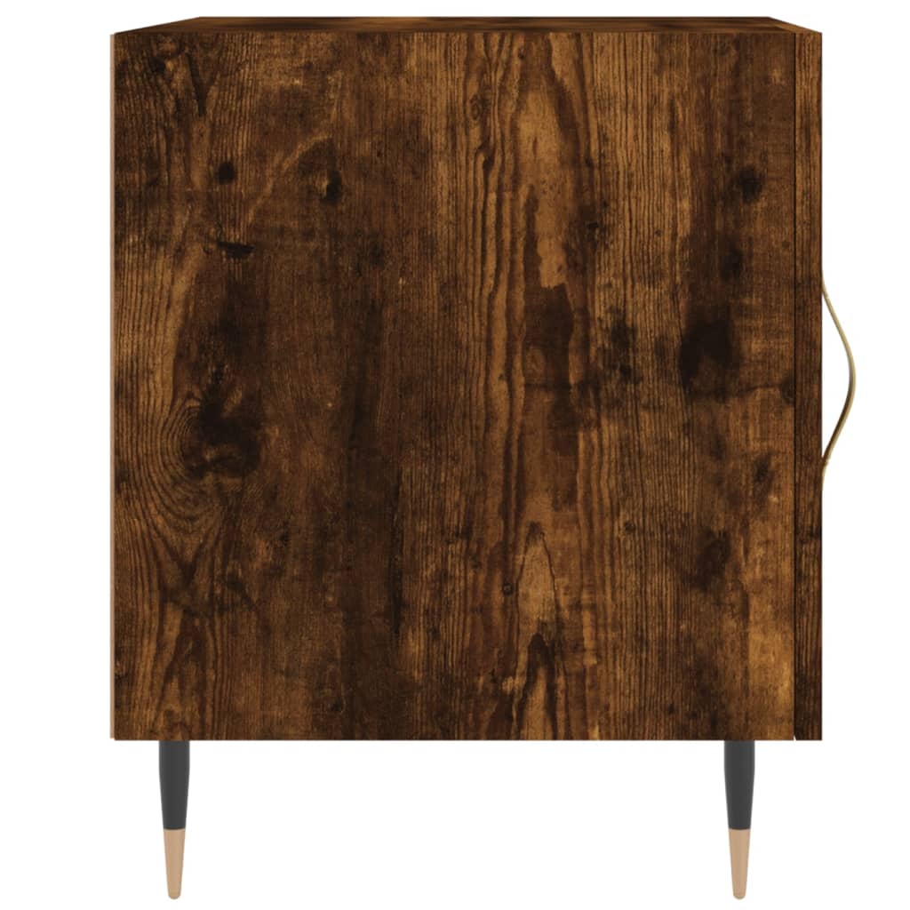 Set of 2 Smoked Oak Bedside Cabinets, 40x40x50cm, Engineered Wood