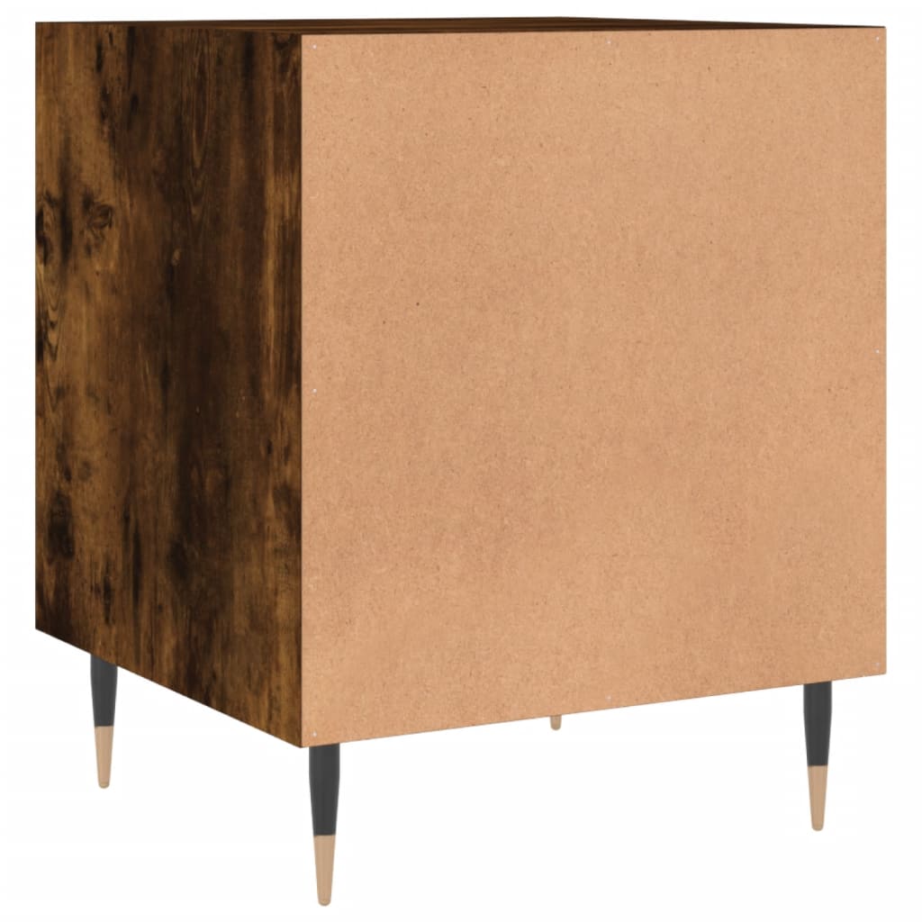 Set of 2 Smoked Oak Bedside Cabinets, 40x40x50cm, Engineered Wood