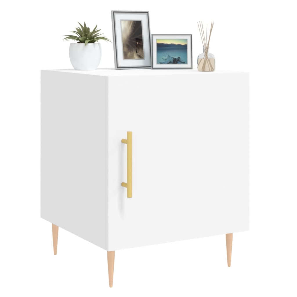 White Engineered Wood Bedside Cabinet 40x40x50 cm