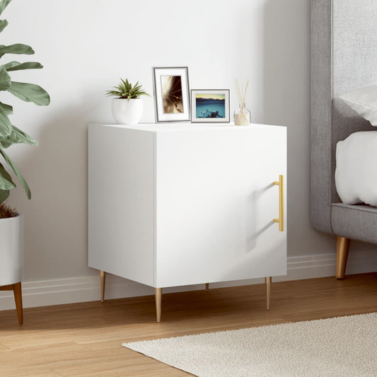 White Engineered Wood Bedside Cabinet 40x40x50 cm