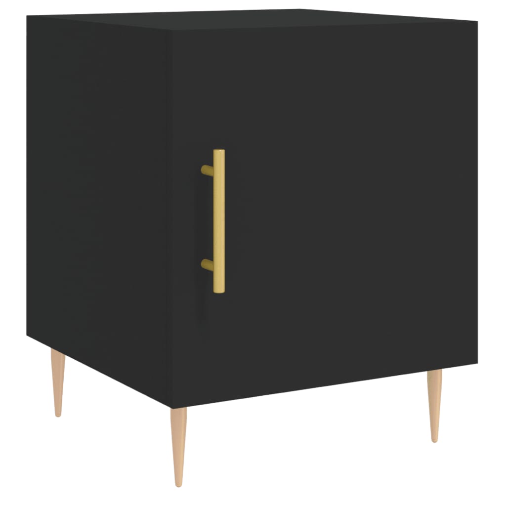 Sleek Black Bedside Cabinet, 40x40x50 cm - Engineered Wood