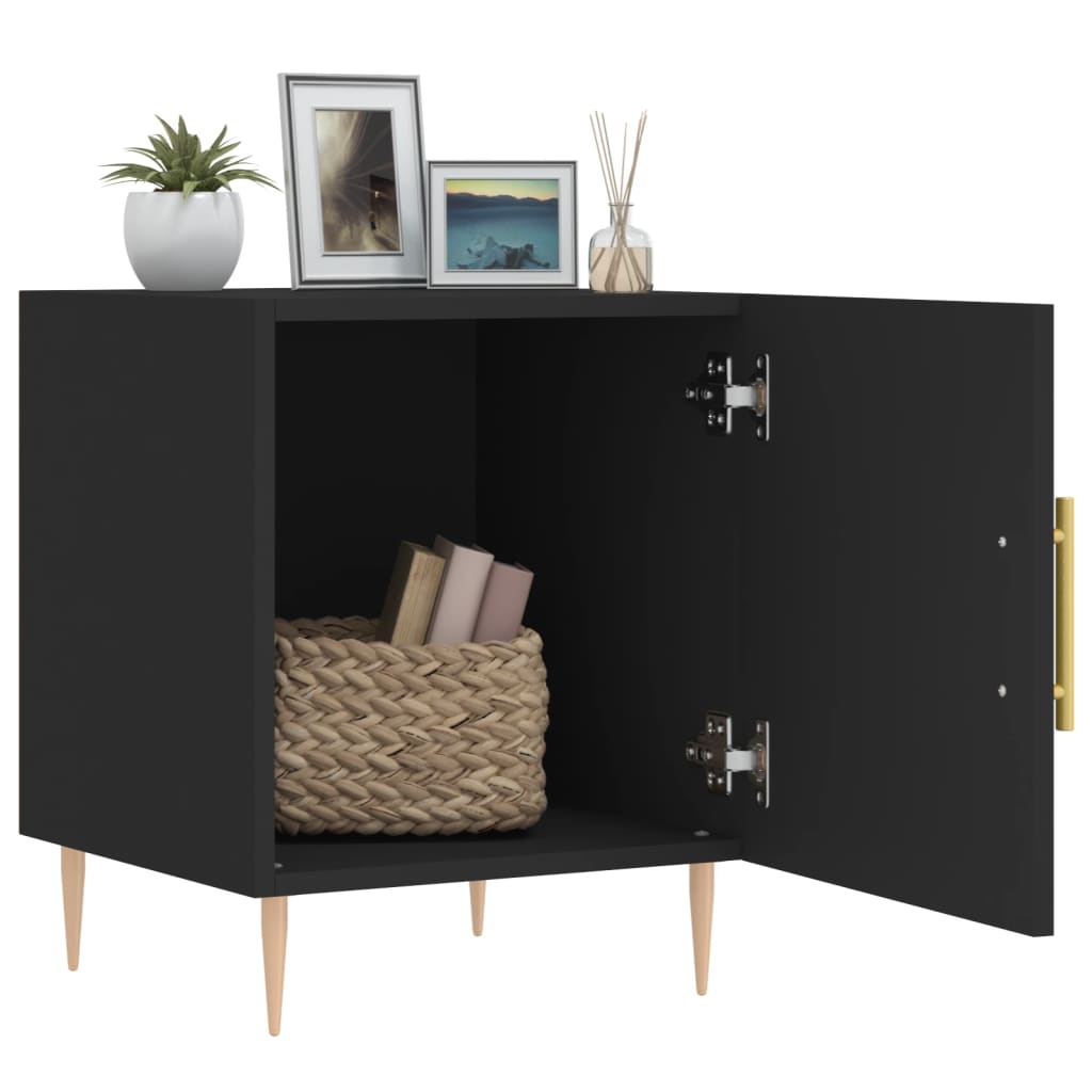 Sleek Black Bedside Cabinet, 40x40x50 cm - Engineered Wood