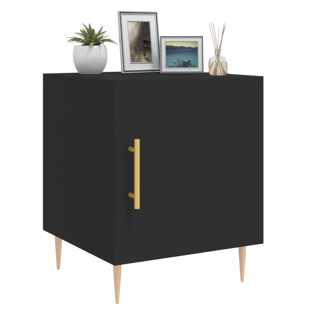 Sleek Black Bedside Cabinet, 40x40x50 cm - Engineered Wood
