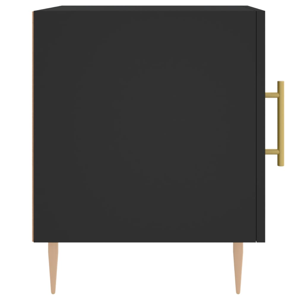 Sleek Black Bedside Cabinet, 40x40x50 cm - Engineered Wood