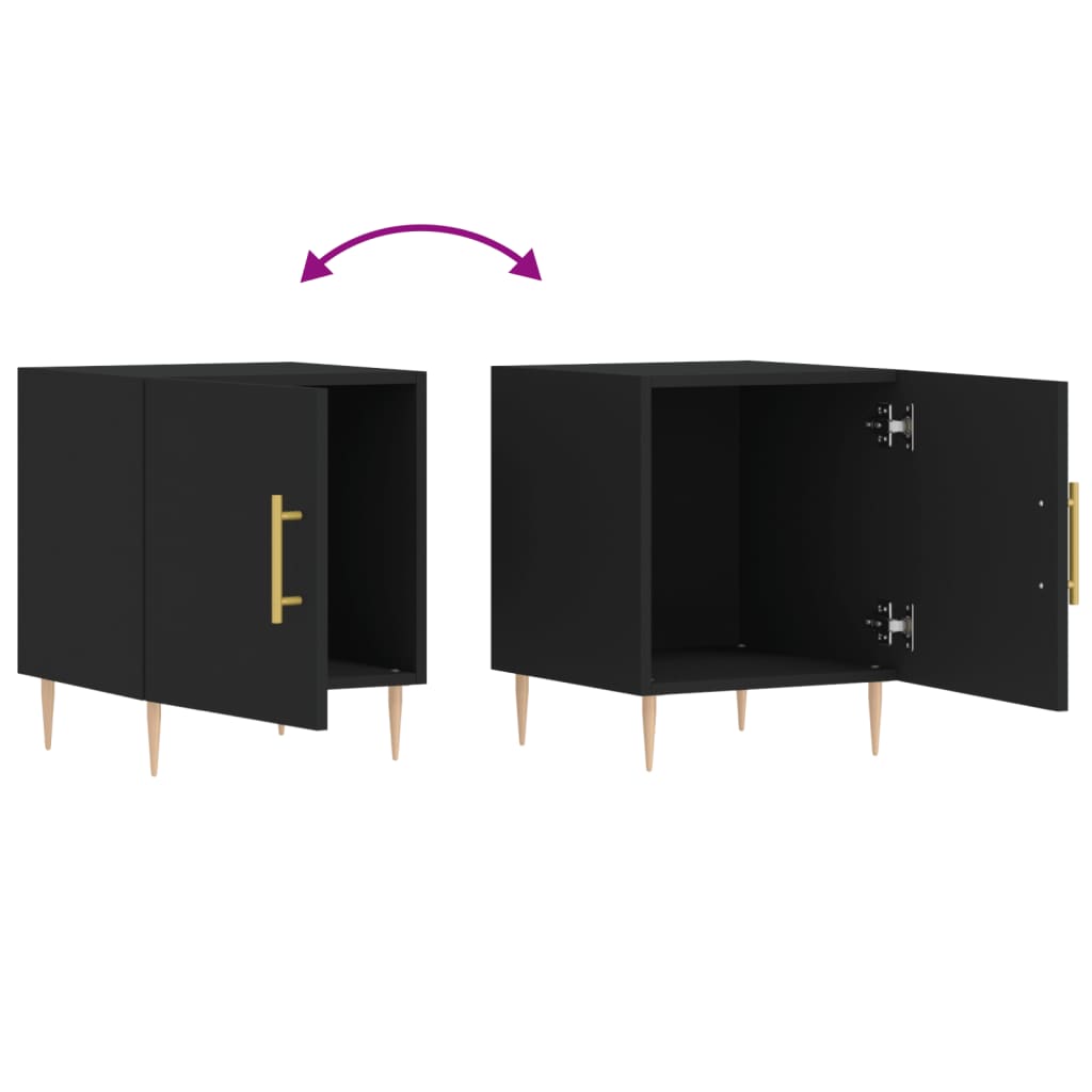 Sleek Black Bedside Cabinet, 40x40x50 cm - Engineered Wood