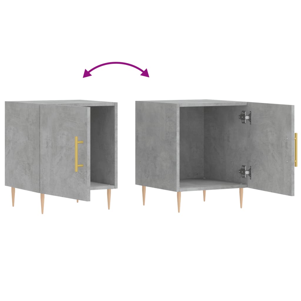Concrete Grey Bedside Cabinets Set, 2 Pcs, 40x40x50 cm, Engineered Wood