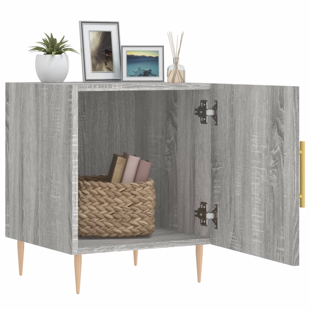 Grey Sonoma Bedside Cabinets Set, 2pcs, Engineered Wood, 40x40x50cm