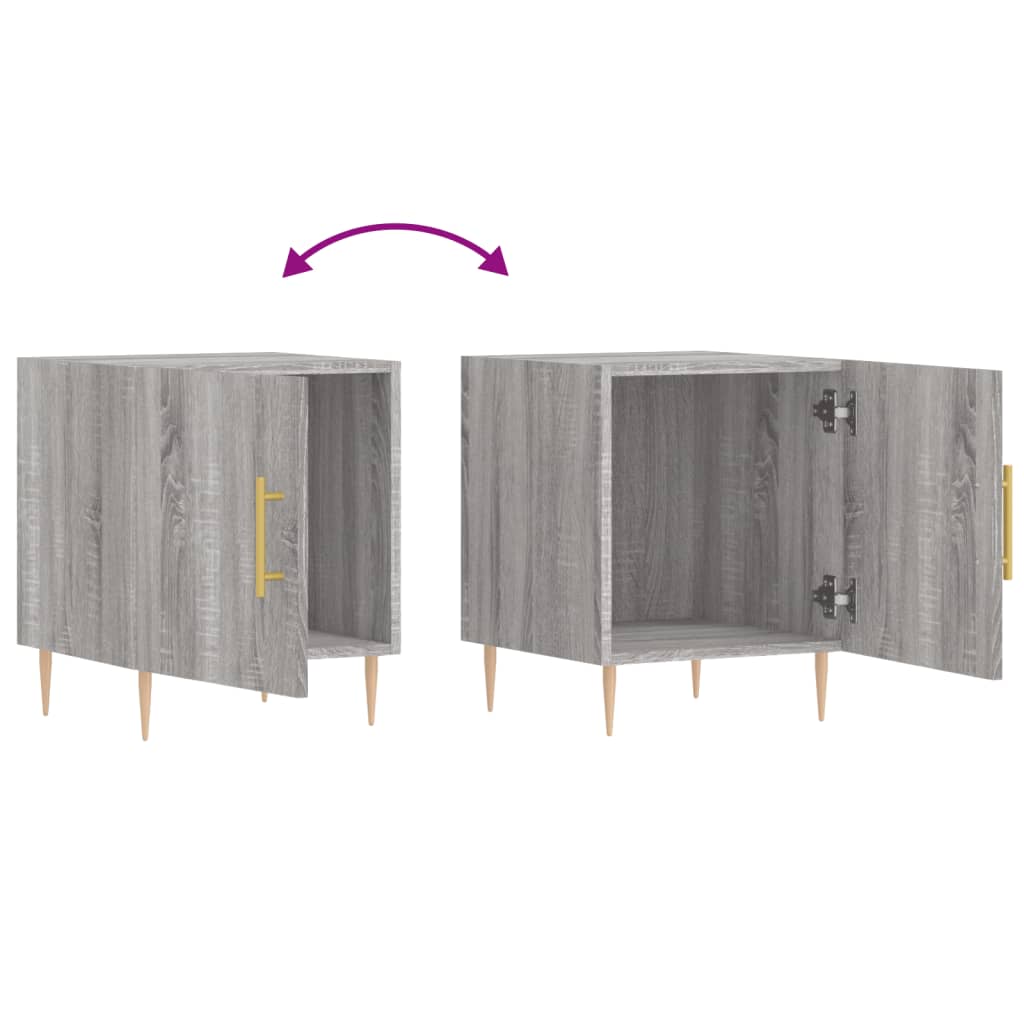 Grey Sonoma Bedside Cabinets Set, 2pcs, Engineered Wood, 40x40x50cm