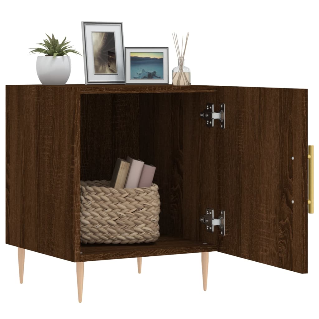 Compact Brown Oak Bedside Cabinet, Engineered Wood, 40x40x50 cm
