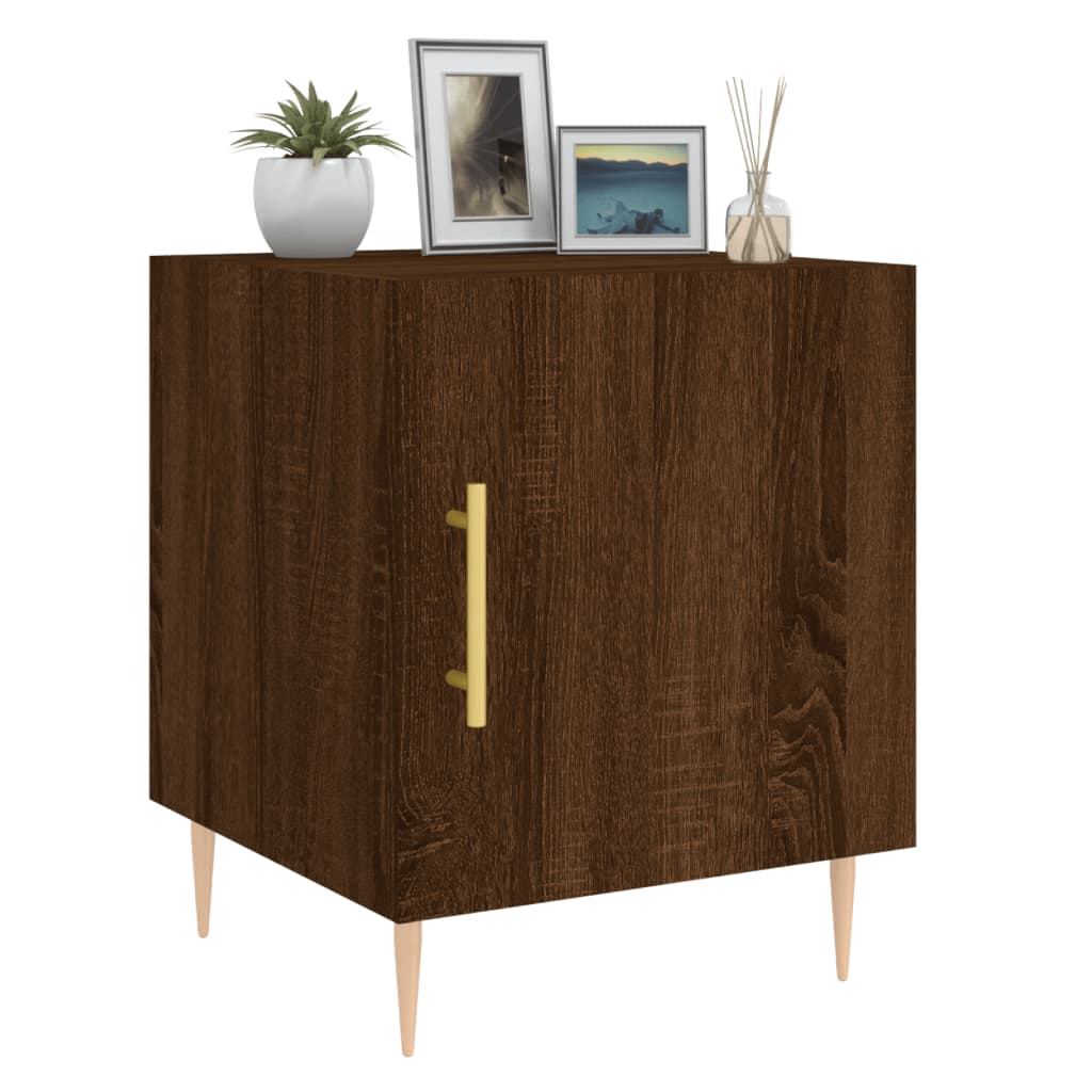 Compact Brown Oak Bedside Cabinet, Engineered Wood, 40x40x50 cm