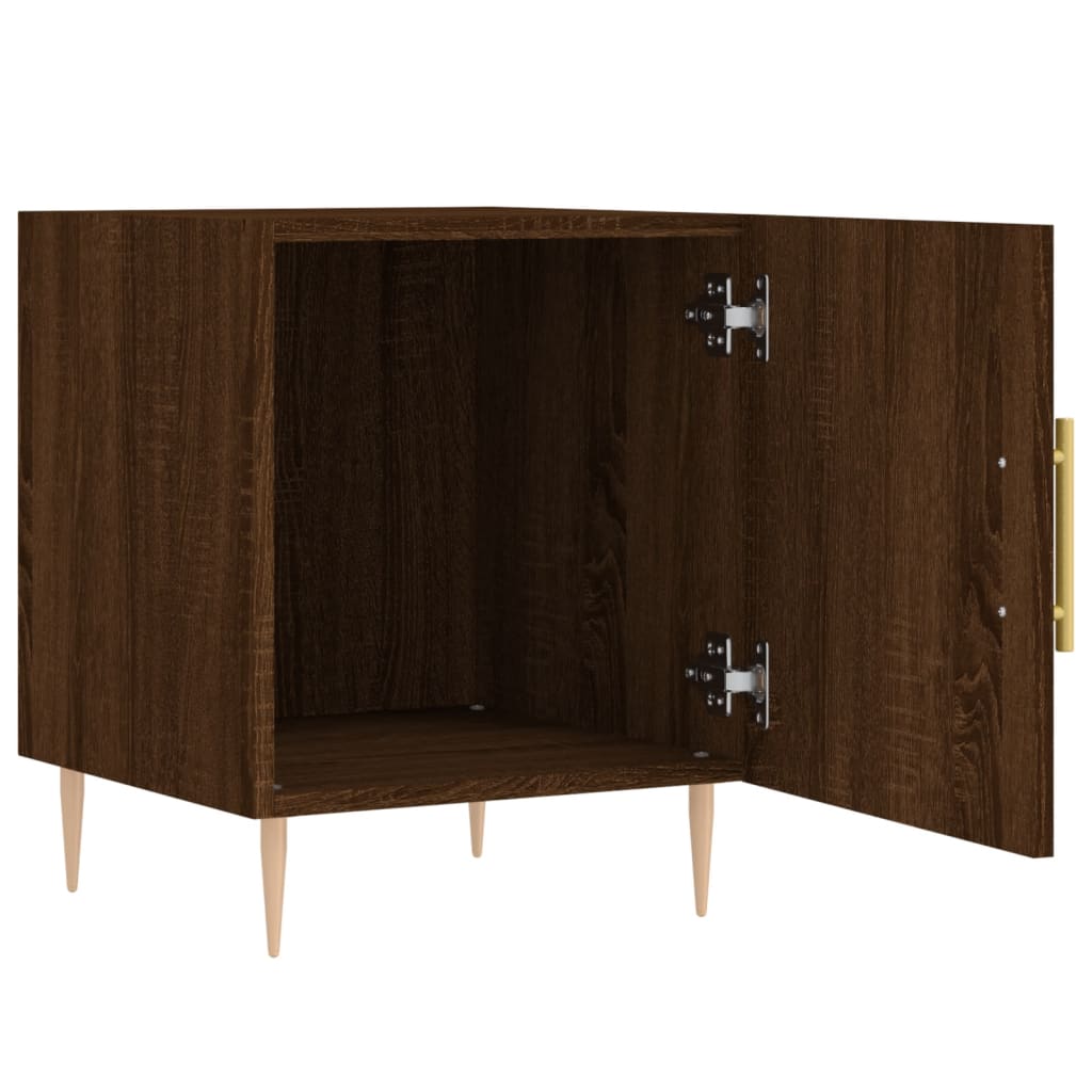 Compact Brown Oak Bedside Cabinet, Engineered Wood, 40x40x50 cm