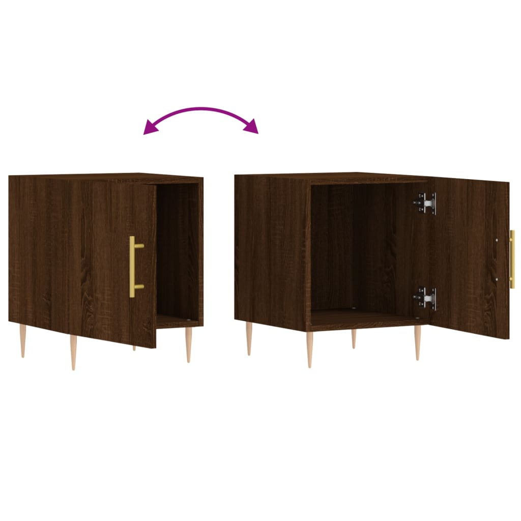 Compact Brown Oak Bedside Cabinet, Engineered Wood, 40x40x50 cm