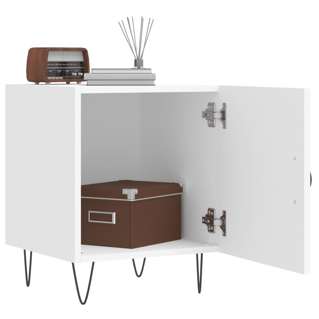 White Engineered Wood Bedside Cabinets Set - 2 Pcs, 40x40x50 cm