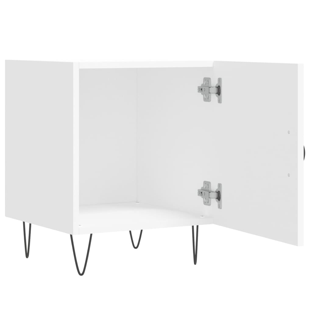 White Engineered Wood Bedside Cabinets Set - 2 Pcs, 40x40x50 cm