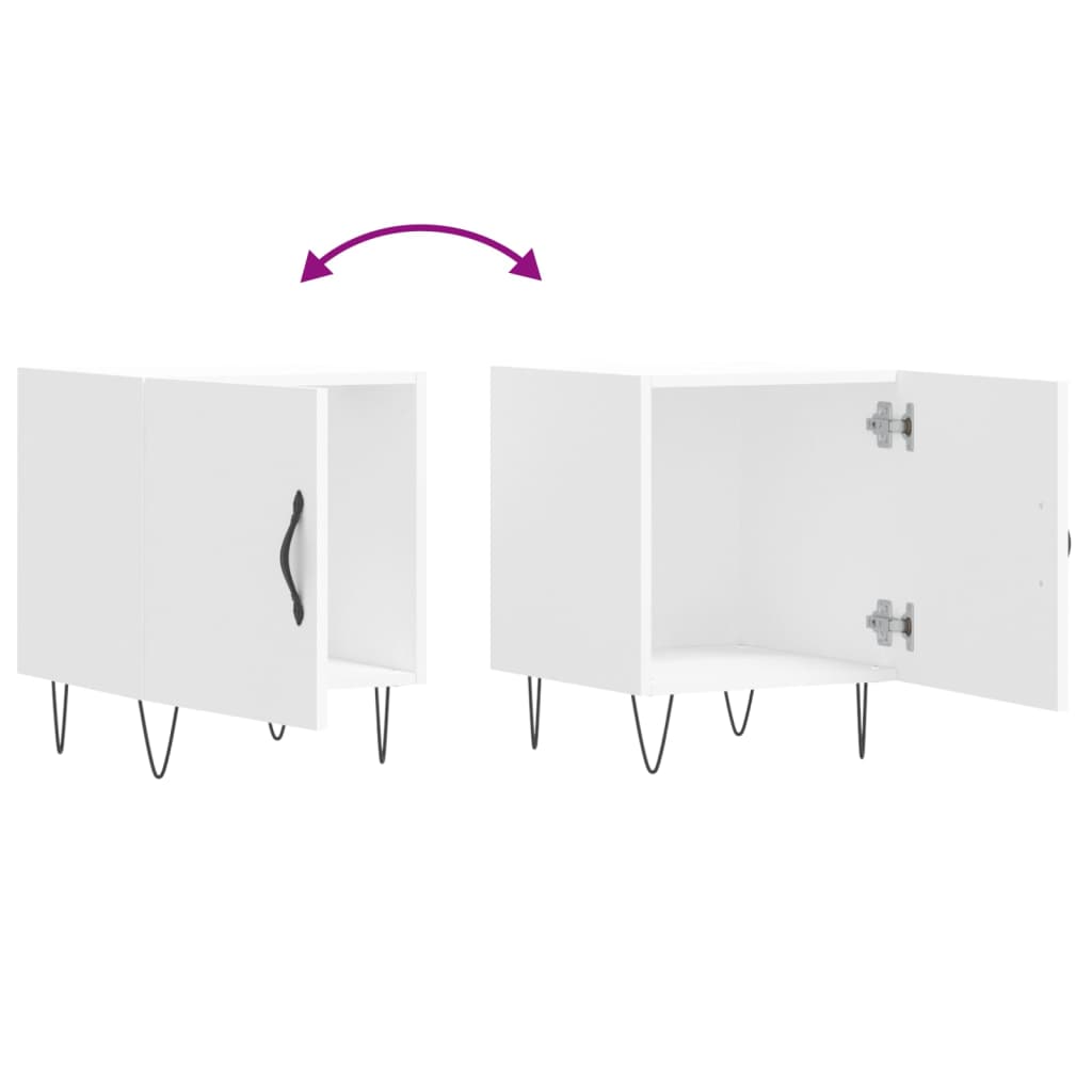 White Engineered Wood Bedside Cabinets Set - 2 Pcs, 40x40x50 cm