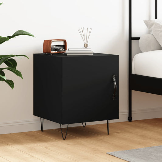 Stylish Black Bedside Cabinet 40x40x50 cm | Engineered Wood