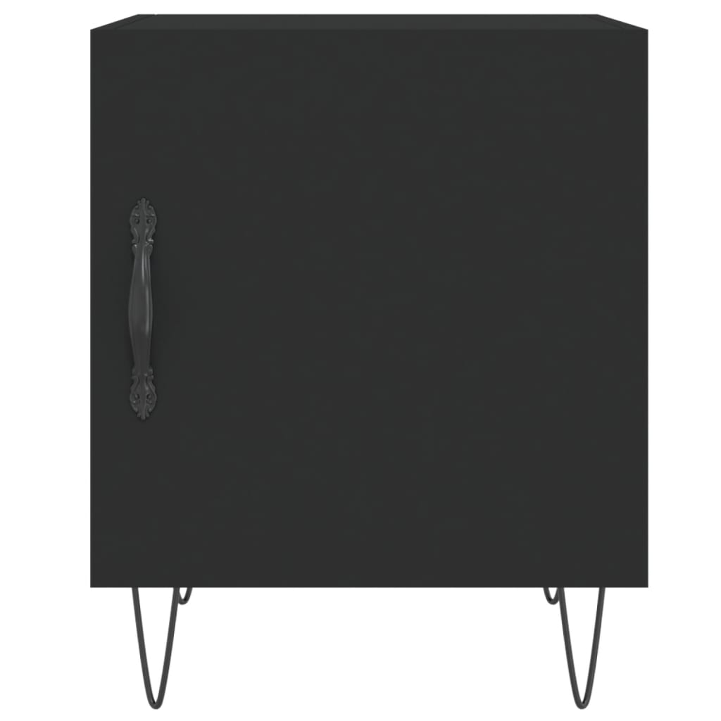 Black Bedside Cabinets Set of 2 - 40x40x50 cm Engineered Wood