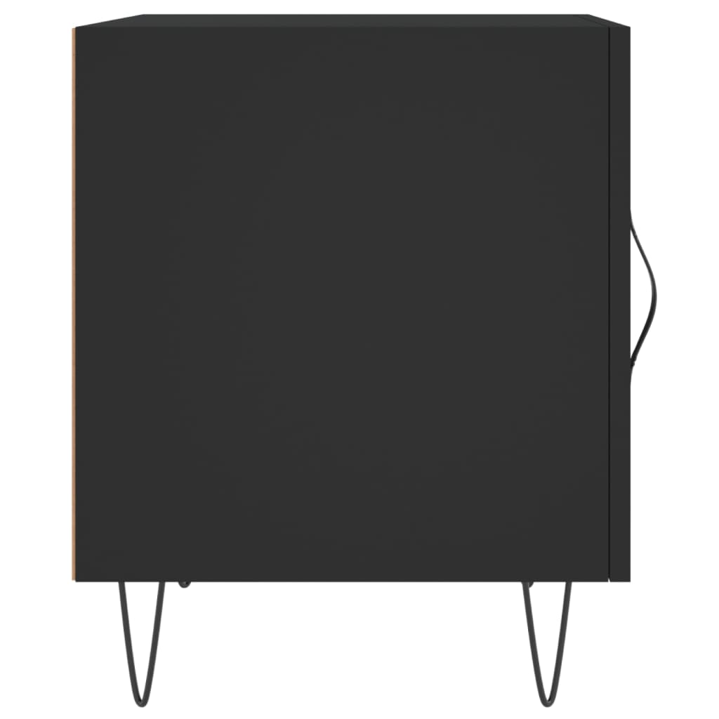 Black Bedside Cabinets Set of 2 - 40x40x50 cm Engineered Wood