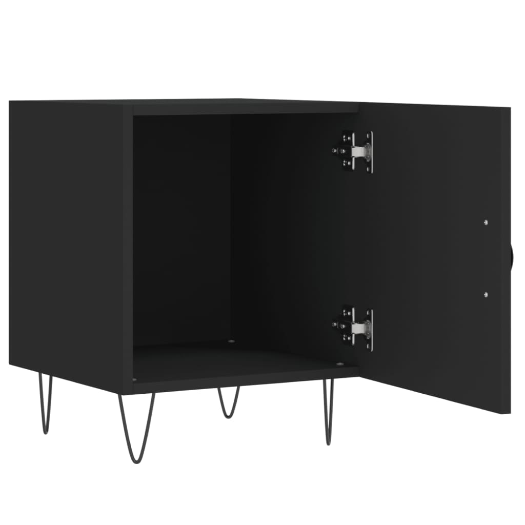 Black Bedside Cabinets Set of 2 - 40x40x50 cm Engineered Wood