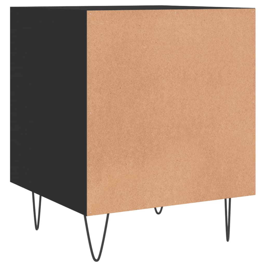 Black Bedside Cabinets Set of 2 - 40x40x50 cm Engineered Wood