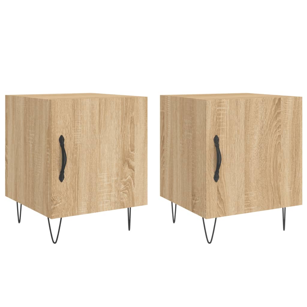 Set of 2 Sonoma Oak Bedside Cabinets - 40x40x50 cm Engineered Wood