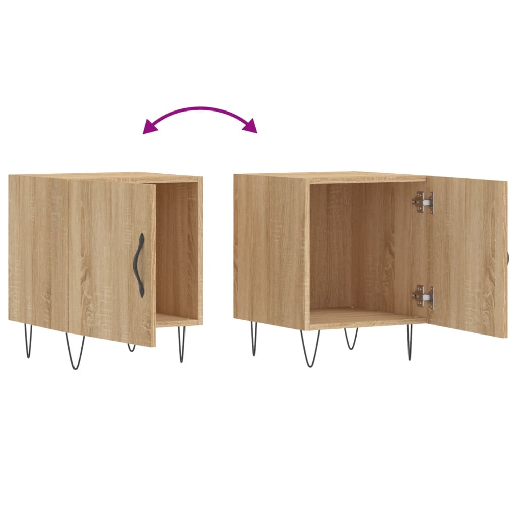 Set of 2 Sonoma Oak Bedside Cabinets - 40x40x50 cm Engineered Wood