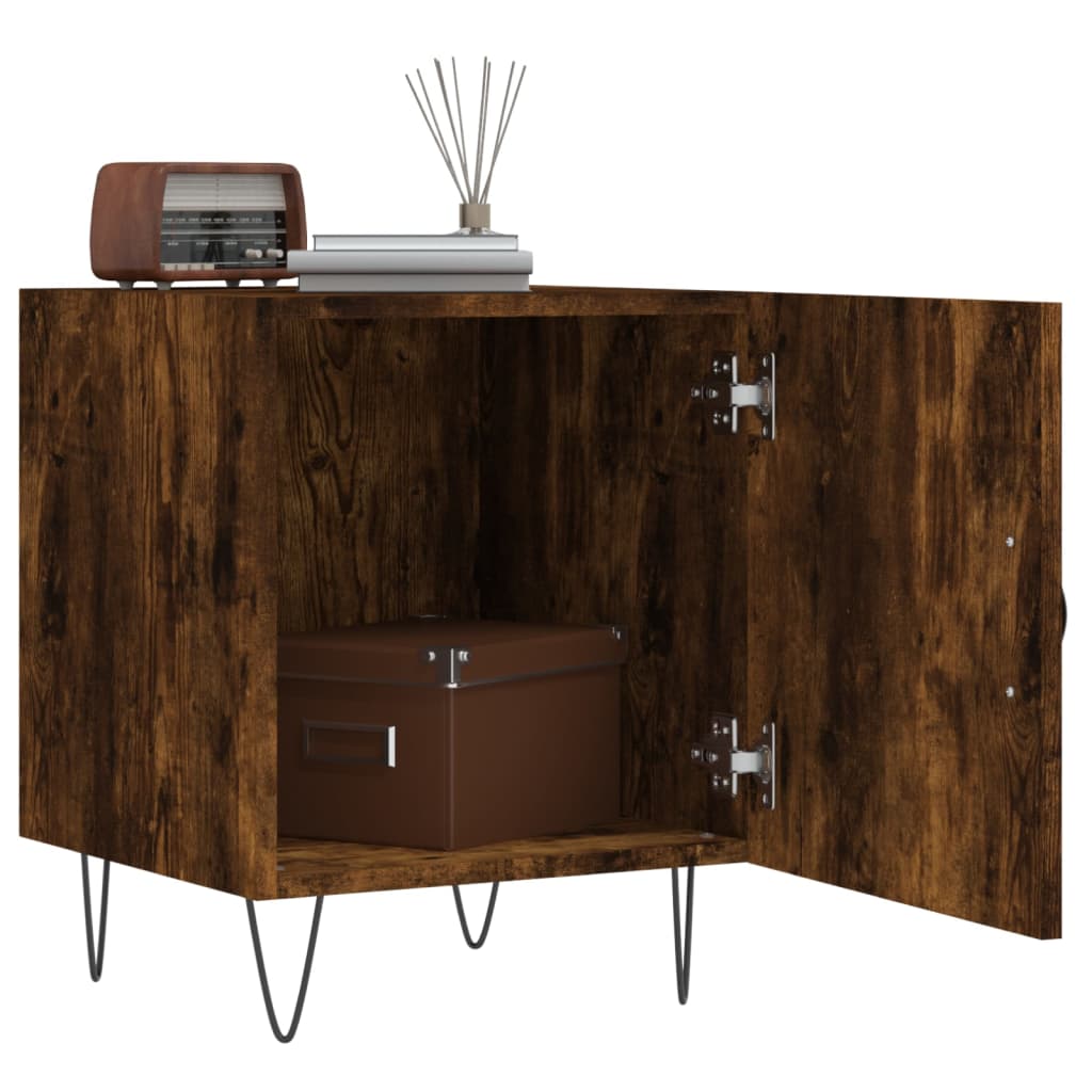 Smoked Oak Bedside Cabinet 40x40x50 cm - Stylish Engineered Wood