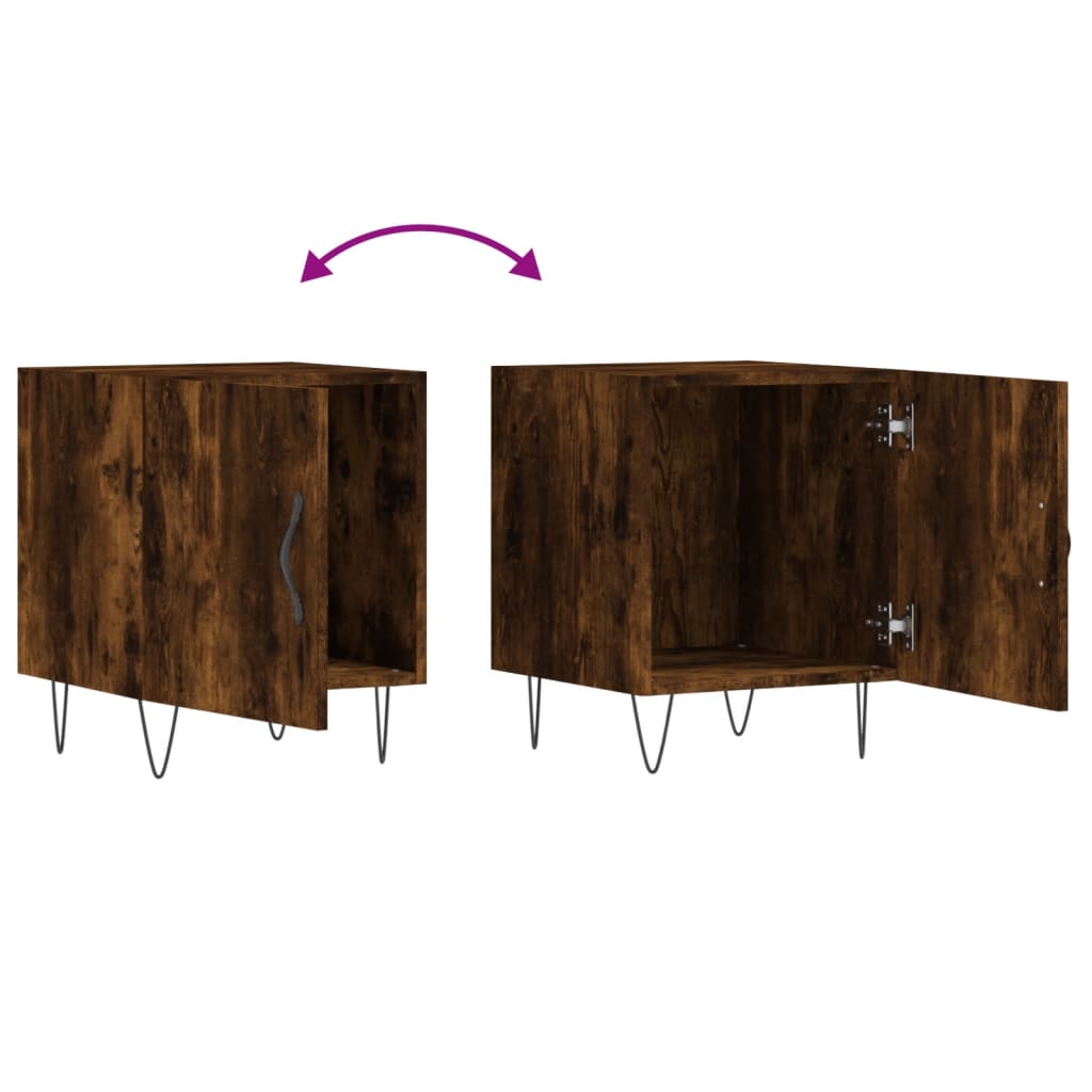 Smoked Oak Bedside Cabinet 40x40x50 cm - Stylish Engineered Wood