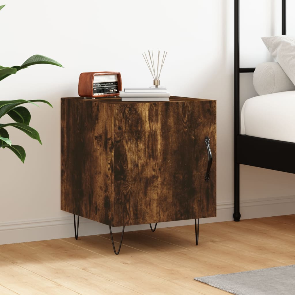 Smoked Oak Bedside Cabinet 40x40x50 cm - Stylish Engineered Wood