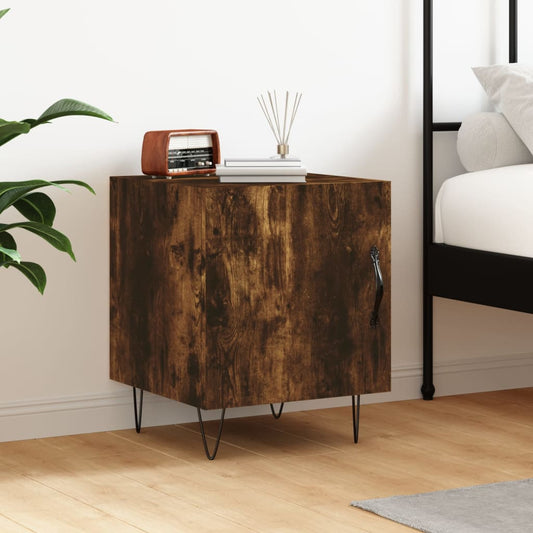 Smoked Oak Bedside Cabinet 40x40x50 cm - Stylish Engineered Wood