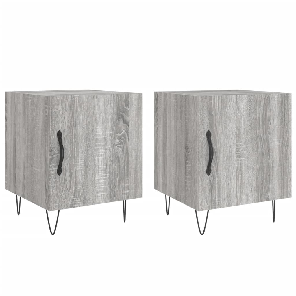 Grey Sonoma Bedside Cabinets 2pc, 40x40x50cm Engineered Wood