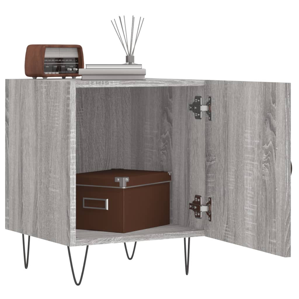 Grey Sonoma Bedside Cabinets 2pc, 40x40x50cm Engineered Wood