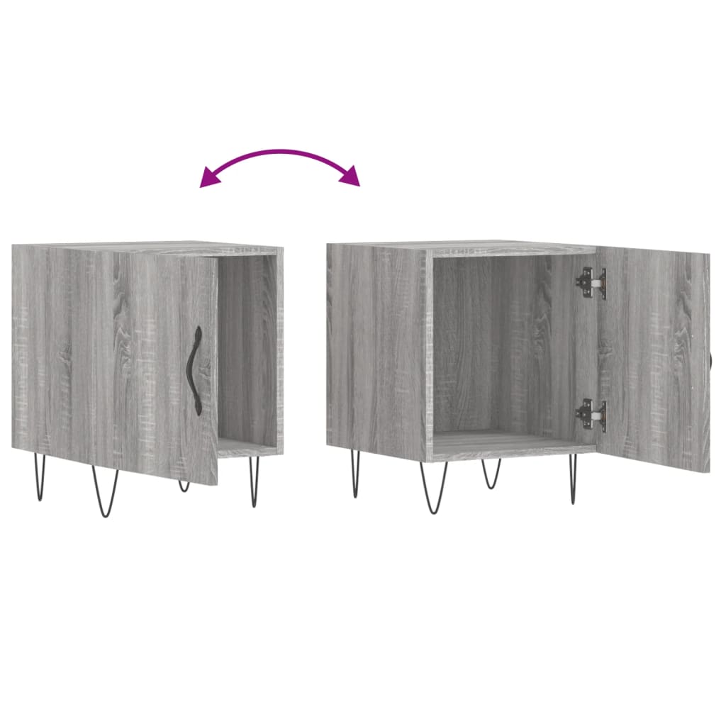 Grey Sonoma Bedside Cabinets 2pc, 40x40x50cm Engineered Wood