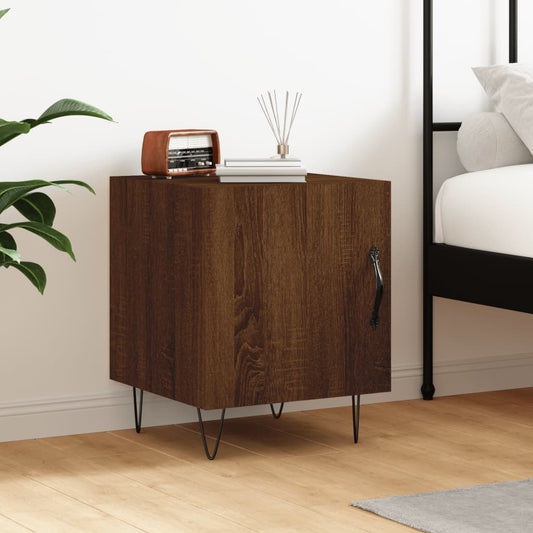 Brown Oak Bedside Cabinet 40x40x50 cm - Engineered Wood