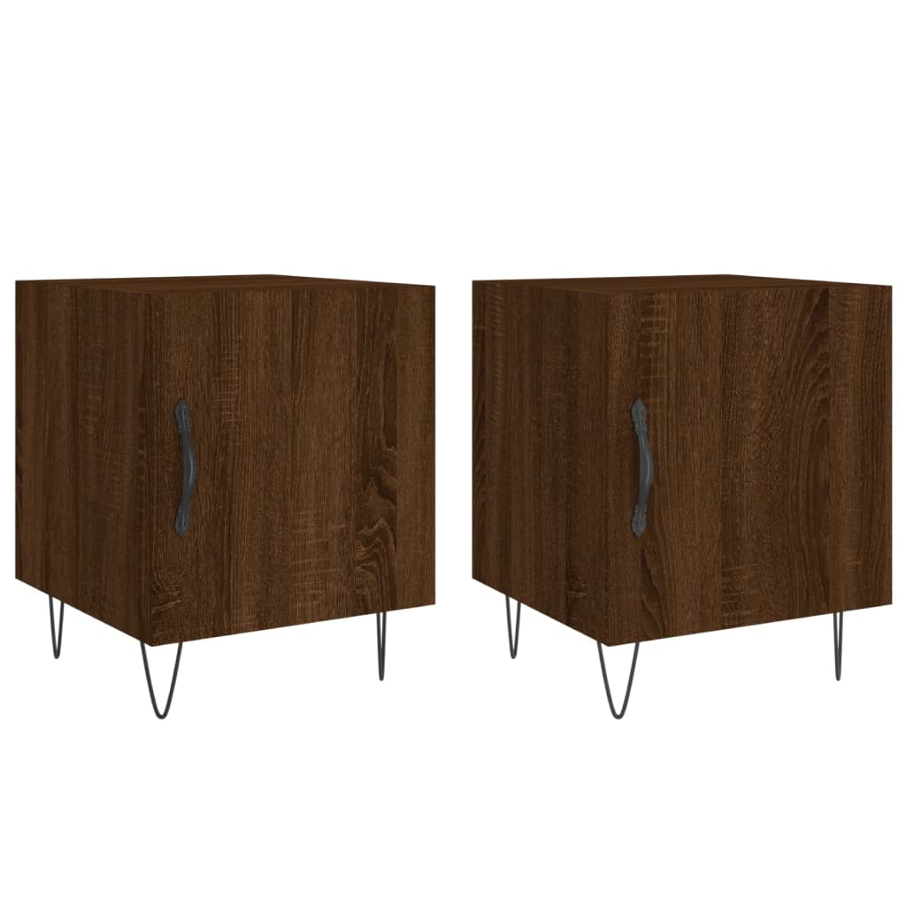 Brown Oak Bedside Cabinets, 2 Pcs, 40x40x50 cm, Engineered Wood