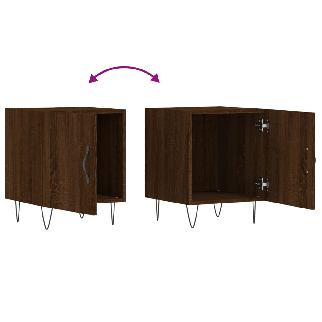 Brown Oak Bedside Cabinets, 2 Pcs, 40x40x50 cm, Engineered Wood
